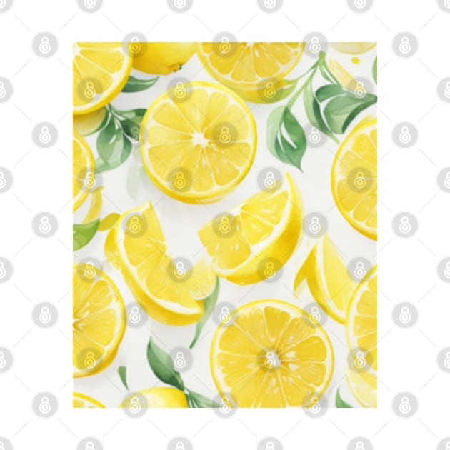 Yellow Watercolor Lemon Slices by hippohost