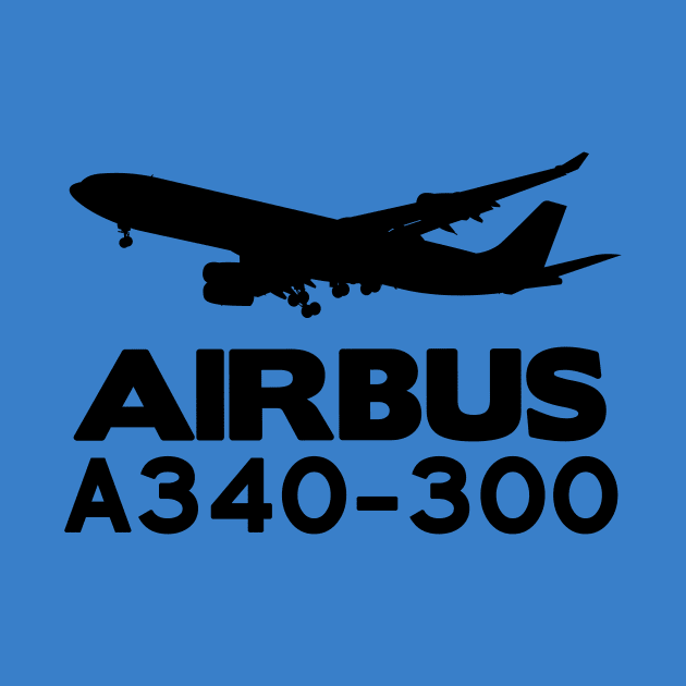 Airbus A340-300 Silhouette Print (Black) by TheArtofFlying