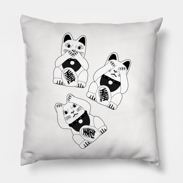 Three Brainy Cats Pillow by notsniwart