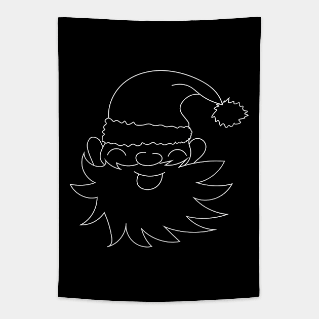 Happy santa claus contour drawing white Tapestry by Cute-Design