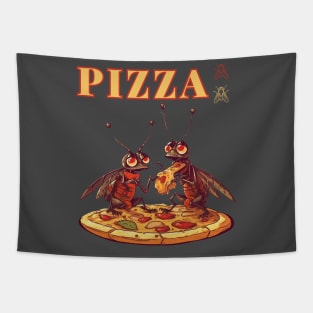 Two Cockroaches Eat a Big Hawaiian Pizza Tapestry