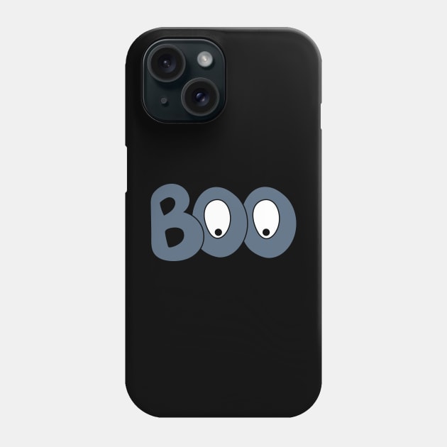 BOO text art cartoon eyes blue bubble letters Phone Case by Angel Dawn Design