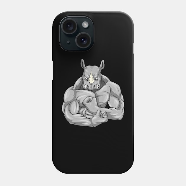 Funny rhino as a bodybuilder Phone Case by Markus Schnabel