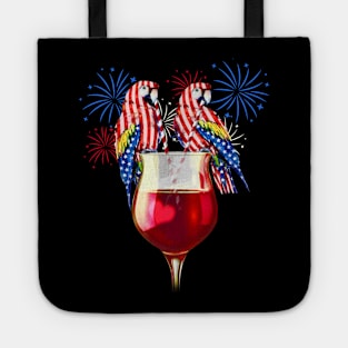 Red White Blue Wine Glasses Firework 4th Of July Tote