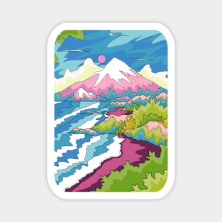 Mountain ocean shore Magnet