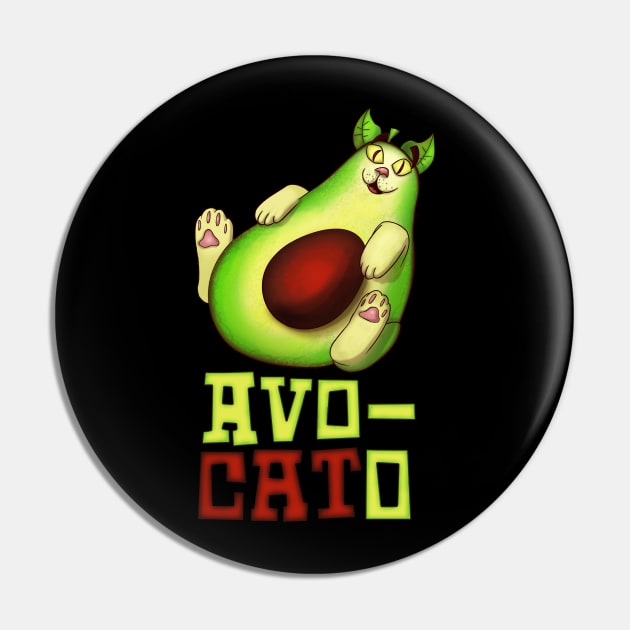 Avocato Funny Avocado Kitten Design Gift Pin by Styr Designs