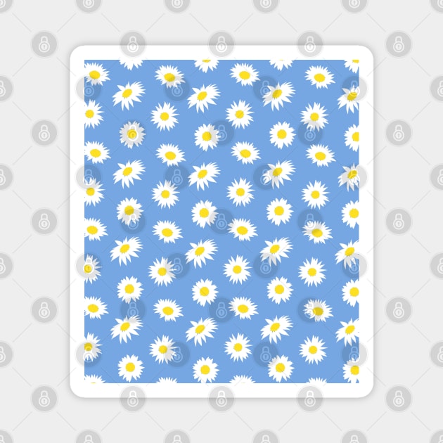 Daisy Ditsy Pattern on Blue Magnet by OneThreeSix