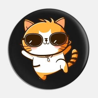 Cute ginger cat wearing sunglasses Pin