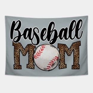 Baseball mom leopard text Tapestry