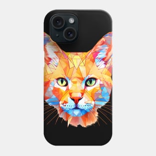 Geometric Cat No. 2: Dark Background (on a no fill background) Phone Case