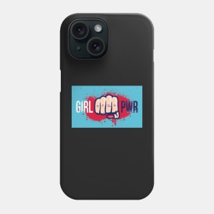 Girl PWR Power Aqua Red Teal VintagSocial Distancing FaceMask for Fierce Strong Women Phone Case