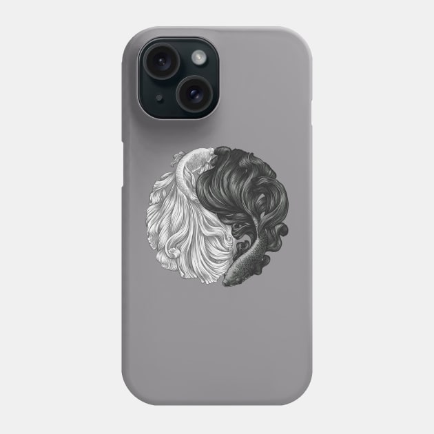 Yin Yang Fish Phone Case by Kelelowor