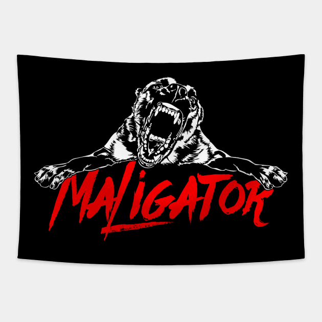 Funny Belgian Malinois Maligator dog portrait Tapestry by wilsigns