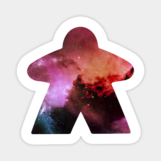 Red and Orange Space and Stars Meeple | Board Game Fan Magnet by gloobella