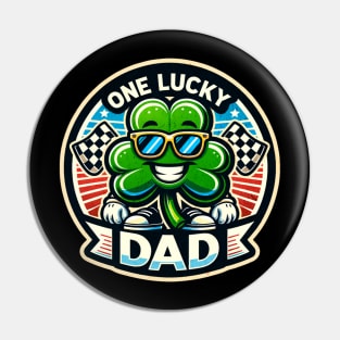 One Lucky Dad Cool Shamrock Sunglasses Racing Checkered Flag St Patrick's Day Irish St Paddy's Day Pin