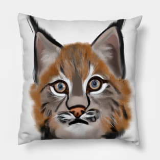 Cute Bobcat Drawing Pillow