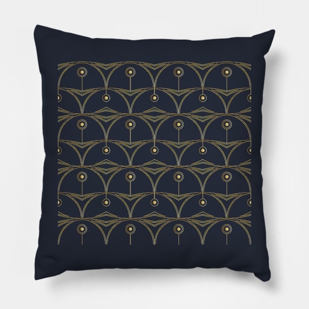 Golden arches geometric pattern Pillow by kallyfactory