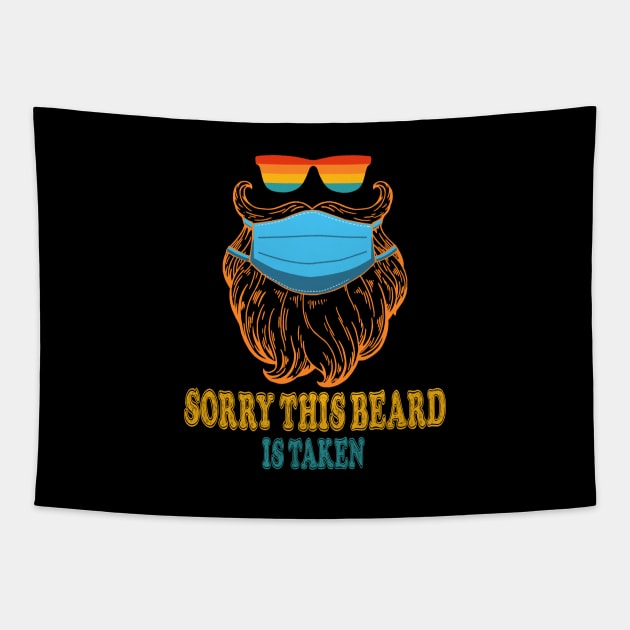 Sorry This Beard Is Taken, Bearded Man In Mask Valentines Day Gifts for Him Retro Tapestry by NiceTeeBroo