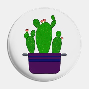 Cute Cactus Design #104: Dinner-Time Flower-Time Cacti Pin