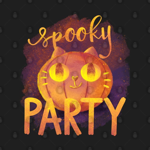 Spooky Party - Halloween Pumpkin cat by Flower-Cocktails