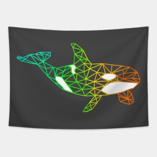 Rainbow geometric orca Tapestry