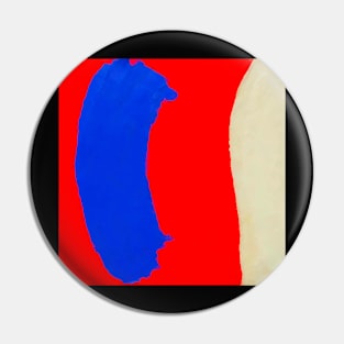 Minimal Abstract Composition in Red, Blue, and Tan Pin