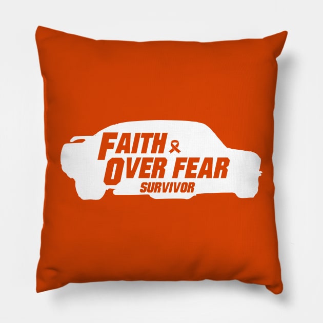 leukemia cancer Awareness orange ribbon faith over fear survivor Pillow by Shaderepublic