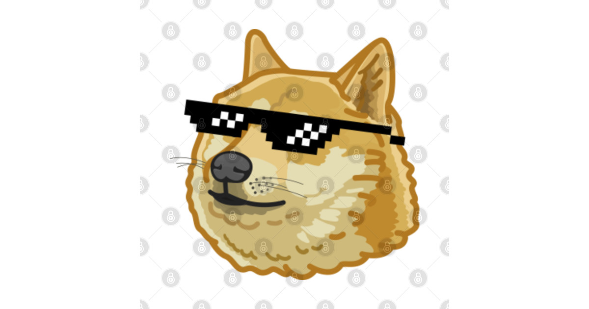 Doge with glasses Doge Sticker TeePublic