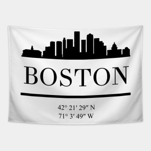 BOSTON MASSACHUSETTS BLACK SILHOUETTE SKYLINE ART Tapestry