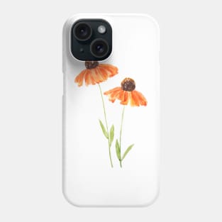 two orange coneflowers watercolor Phone Case