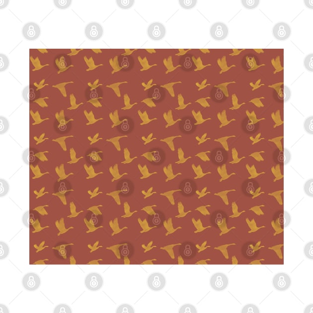 Flying Birds Pattern Yellow Red by DrawingEggen