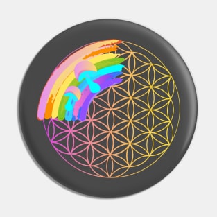 Psychedelic Rainbow Sacred Geometry Flower of Life Pin