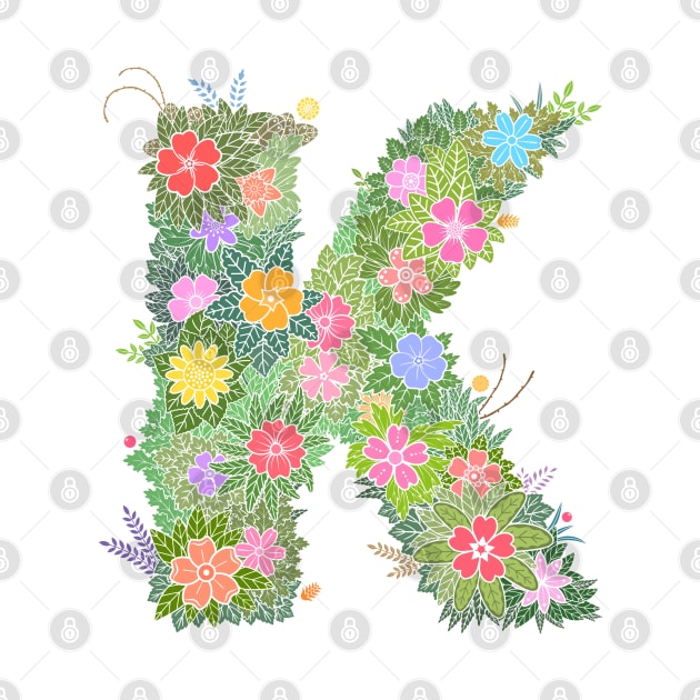 "K" Floral Letter Monogram by birthflower