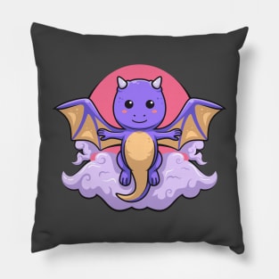 cute flying dragon in the sky Pillow