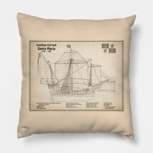 Santa Maria ship - Christopher Columbus Carrack Nau 15th century - SD Pillow