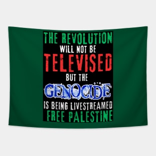 The Revolution Will Not Be Televised But The Genocide Is Being Livestreamed - White and Blue - Flag Colors - Double-sided Tapestry