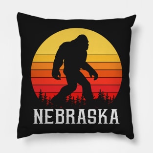 Nebraska Bigfoot, Nebraska Sasquatch Creature, Cryptid Sunset Pillow