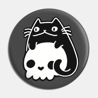 Happy Cat with Skull Pin