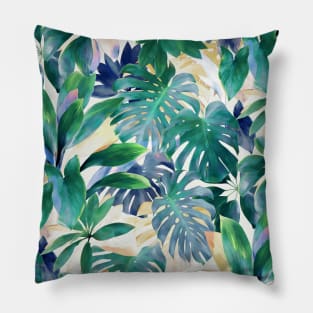 Golden Summer Tropical Emerald Jungle Pillow