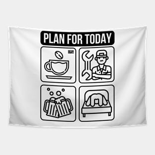 Proud Funny Mechanic Plan for Today Coffee Repair Beer Sex B Tapestry