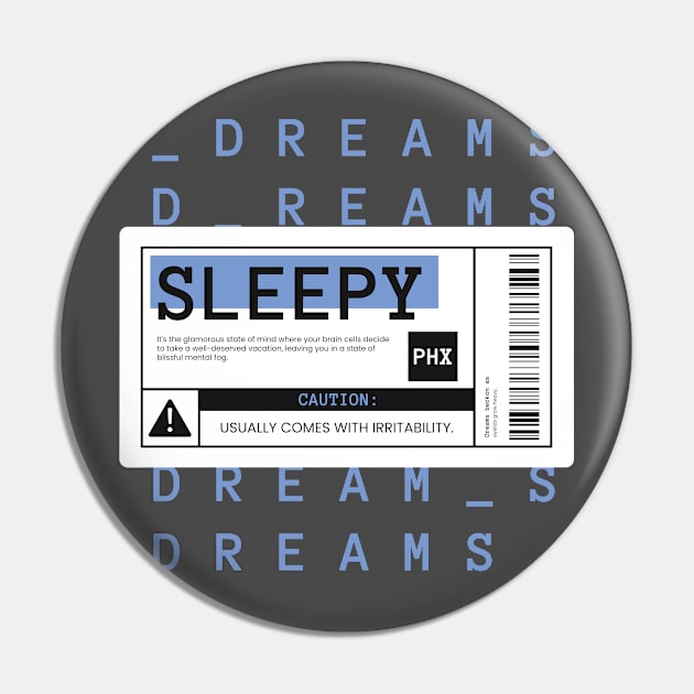 Sleepy Warning Label Pin by Tip Top Tee's