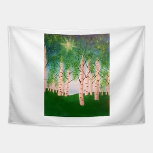 Birch Grove on a sunny day Tapestry