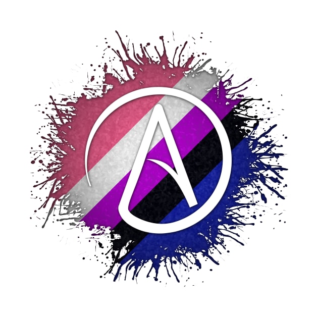 Paint Splatter Gender Fluid Pride Flag Atheist Symbol by LiveLoudGraphics