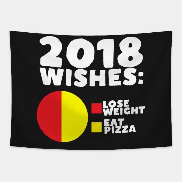 2018 Wishes: Lose Weight Eat Pizza Tapestry by thingsandthings