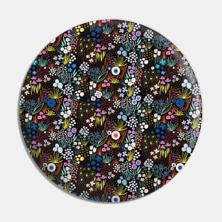 Flower Meadow Black Large Scale Pin