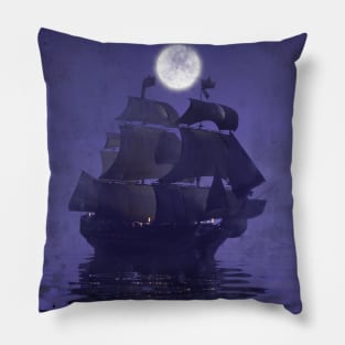 Frigate at night Pillow