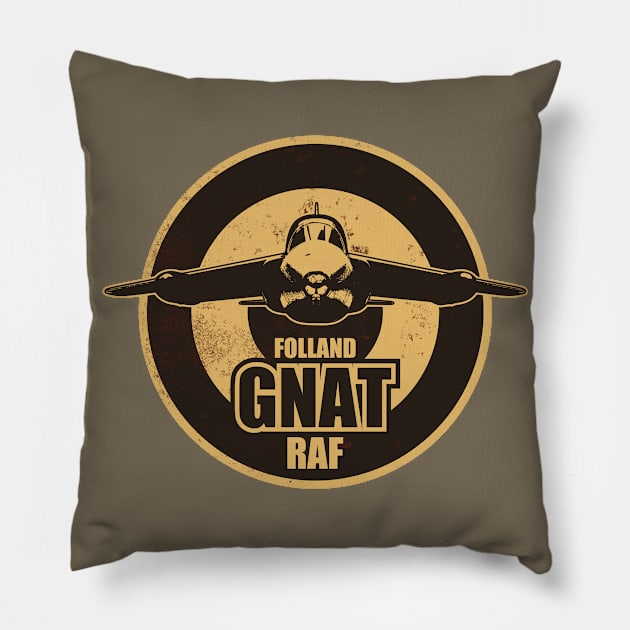 Folland Gnat (distressed) Pillow by Firemission45