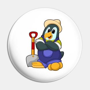 Penguin as Farmer with Shovel Pin