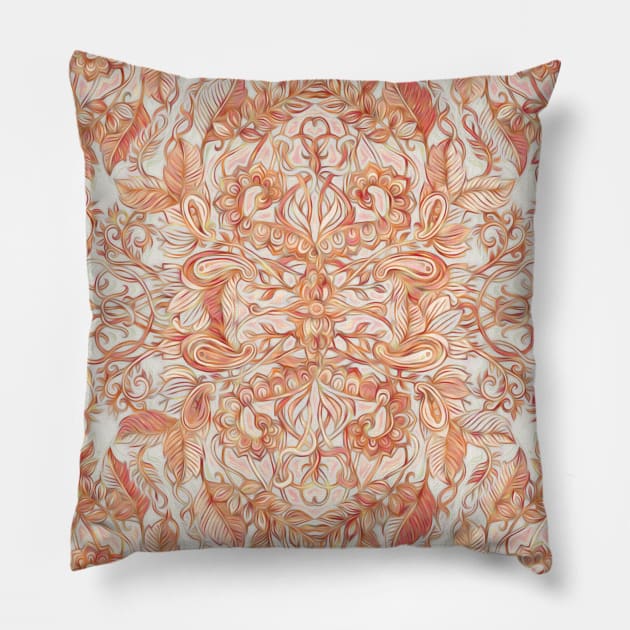 Autumn Peach Art Nouveau Pattern Pillow by micklyn