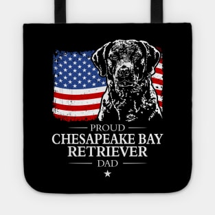 Proud Chesapeake Bay Retriever Dad American Flag patriotic dog Tote